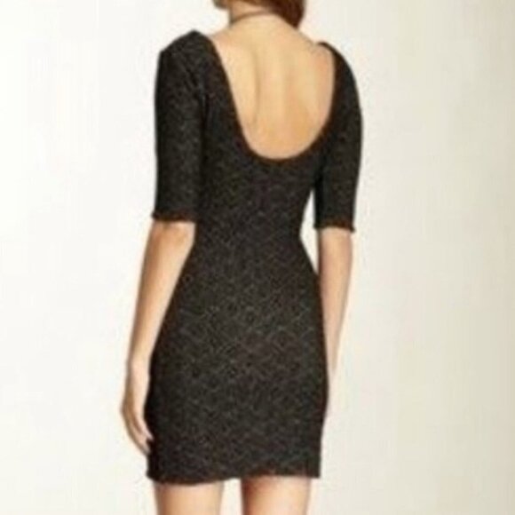 FREE People Lady Pucker Scoop Back Bodycon Mini Dress Women’s Size Medium Black - Picture 2 of 8